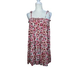 Chances R Dress Spaghetti Strap Pullover Cream Pattern w/ Tiered Skirt Size XL